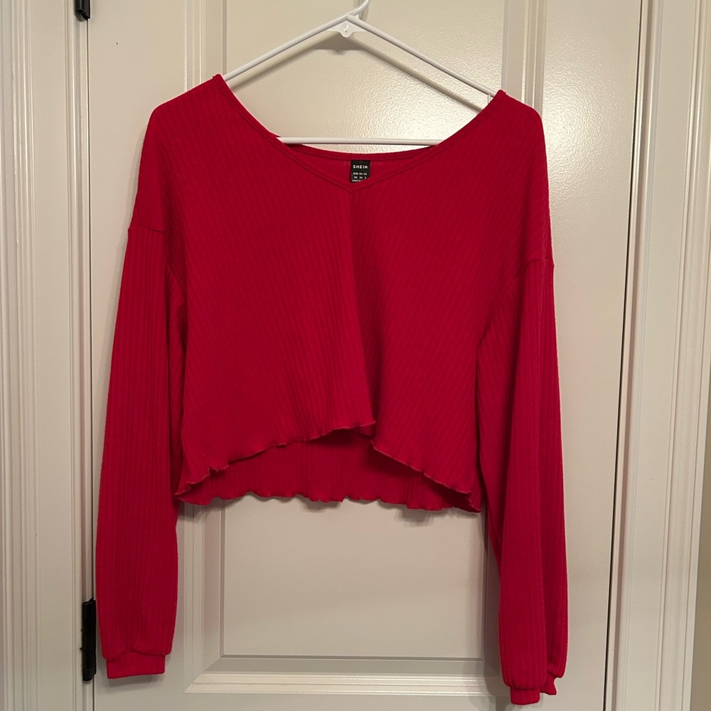 RED CROPPED SWEATER